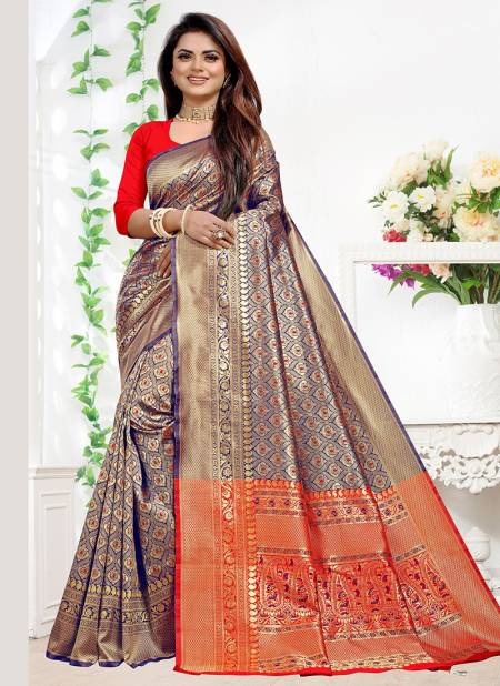 1003 Santraj New Festive Wear Designer Silk Saree Collection 1003-Navy